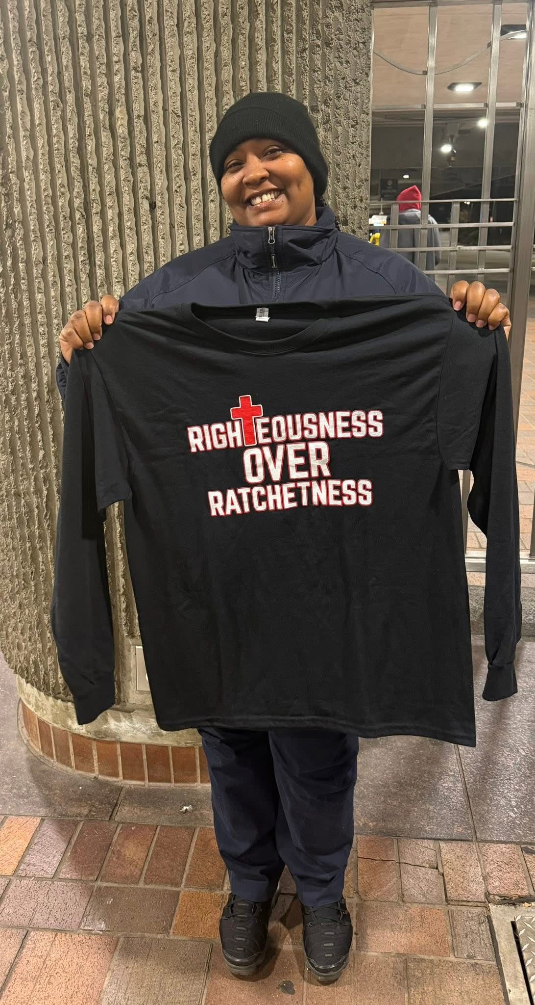 RIGHTEOUSNESS OVER RACHETNESS LONG SLEEVE (ADULTS)